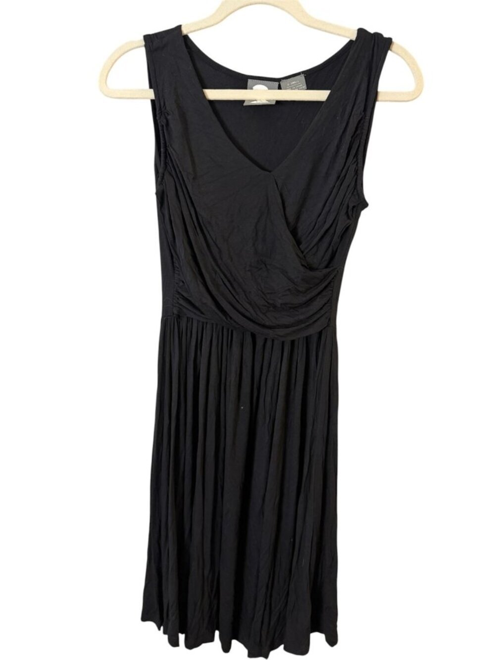 GIRLS FROM SAVOY Anthropologie Black Midi Dress XS Draped Knit Dark Romance